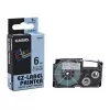 Casio XR-6X1 Fita para etiquetas, 6 mm, preto sobre transparente