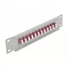 Painel de ligação de fibra ótica DeLOCK 10 polegadas 12 portas LC Duplex violeta 1U cinzento
