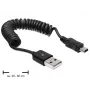 DeLOCK 83164 Cabo espiralado USB 2.0, USB-A para Mini-USB B, 0,6 m, preto