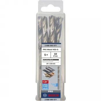 Conjunto de brocas Bosch HSS-G 5 unid. diâmetro 1 cm