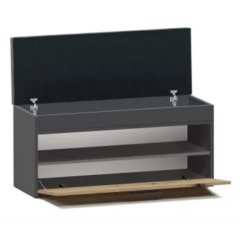 Sapateira fechada Top e Shop PARMA — antracite e carvalho, aglomerado, 1000×490×350 mm