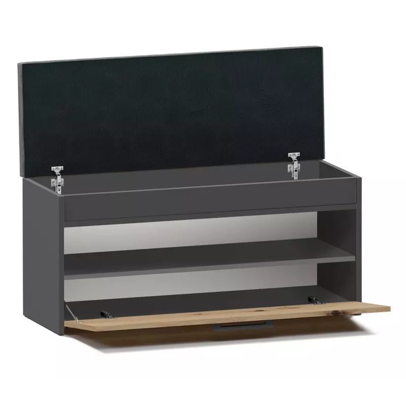 Sapateira fechada Top e Shop PARMA — antracite e carvalho, aglomerado, 1000×490×350 mm
