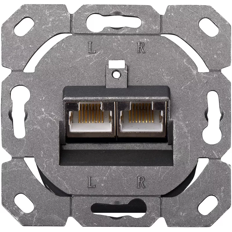 DIGITUS DN-9005-N - Tomada de ligação, encastrar - RJ-45 X 2 - RAL 9010 - 2 portas (DN-9005-N)