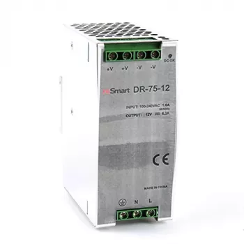 Fonte de alimentação 12V, 6,3A, 75W, calha DIN
