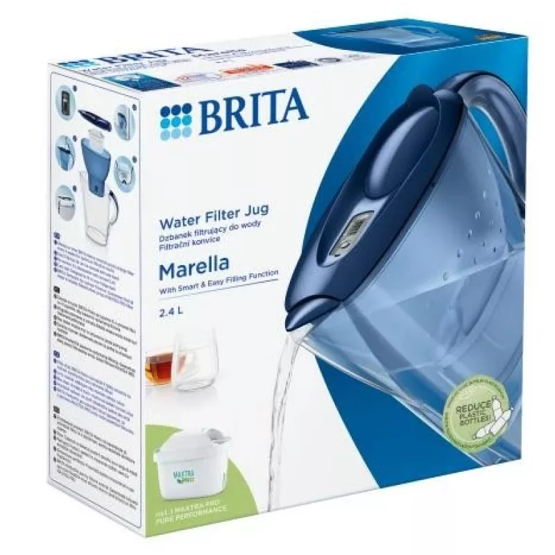 Jarro de filtragem de água BRITA Marella Maxtra Pro 2,4 L, cartucho de substituição Maxtra Pro, azul