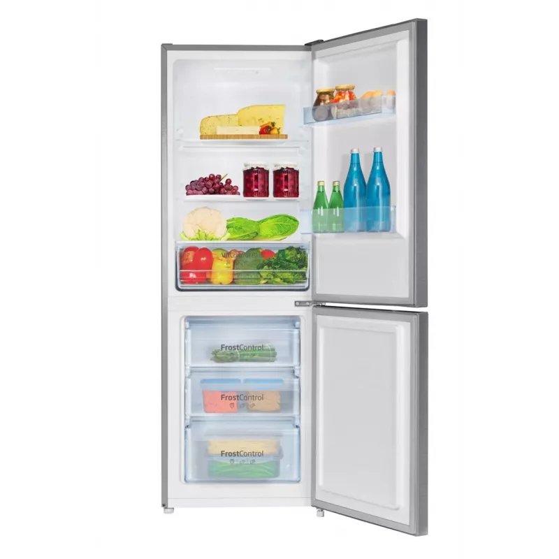 Amica FK2425.4UNTX(E) frigorífico combinado de instalação livre com congelador em baixo, 153 l frigorífico + 74 l congelador, FrostControl, classe energética E, prateado