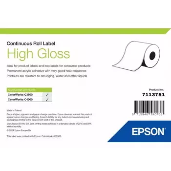 Rolo de etiquetas Epson 7113751, acabamento brilhante, largura 76 mm, comprimento 33.000 mm