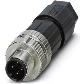 Ficha macho reta M12 Phoenix Contact com cabo reto, 4 polos, codificação A, conector (1424657)