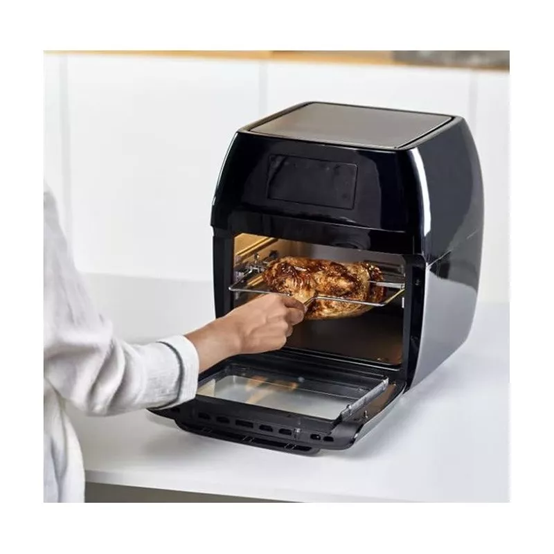 Fritadeira de ar quente Black & Decker BXAFO1200E — 12 L, 1700 W, controlo tátil, 40–200°C, espeto rotativo, assar e fritar