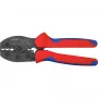 Alicate de cravar Knipex PreciForce modelo 975236 SB — punhos isolados em preto, azul e vermelho