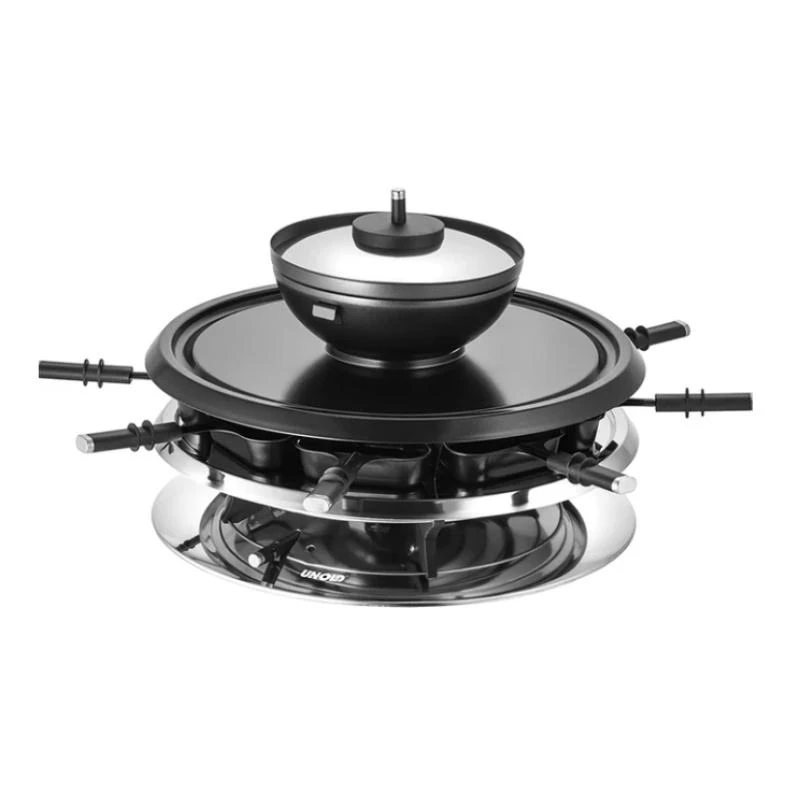 Grelhador de raclette Unold 48726 para 8 pessoas 1300 W preto, aço inoxidável