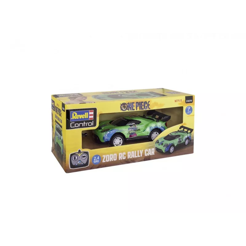 Carro de rali RC REVELL One Piece Zoro – modelo telecomandado, design temático de colecionador