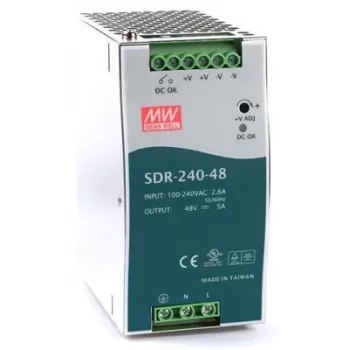Mean Well Série SDR-240 SDR-240-48 - Fonte de alimentação (montagem em calha DIN possível) - AC 115/230 V - 240 Watt - PFC ativo (SDR-240-48)