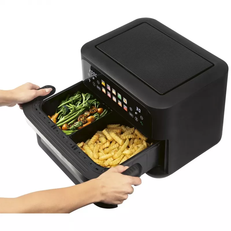ProfiCook PC-FR 1313 H fritadeira de ar quente dupla, 10 L, 2400 W, preto/aço inoxidável