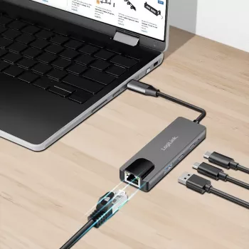 Hub USB 3.2 Gen1, 3 portas com Ethernet 2,5G
