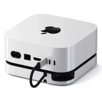 Dock para portátil/replicador de portas Satechi ST-GNMMES — hub USB 3.2 Gen 2 Type-C com fios, USB-A & SD, prateado