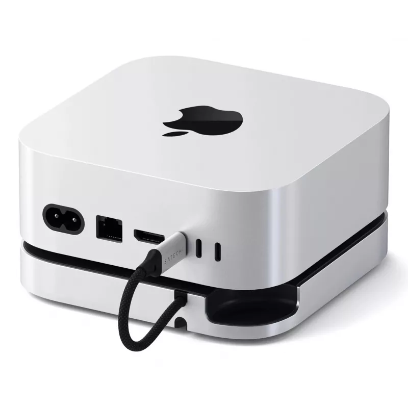 Dock para portátil/replicador de portas Satechi ST-GNMMES — hub USB 3.2 Gen 2 Type-C com fios, USB-A & SD, prateado