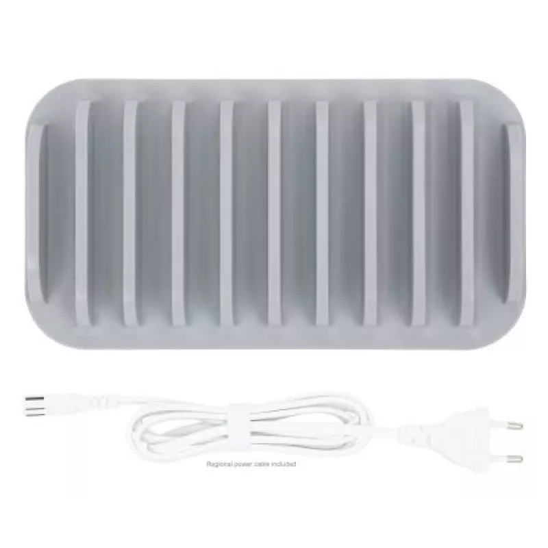 Estação de carregamento Manhattan, 10x portas: 3x USB-C (até 18W PD) e 7x USB-A (até 12W), 120W de saída total, branco/cinzento, garantia de três anos
