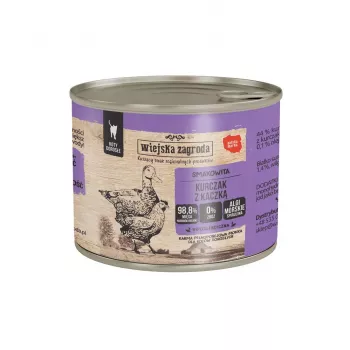 Comida húmida para gatos wiejskazagroda frango com pato 200 g saqueta — alimento completo para gatos adultos, 200 g