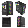 Caixa de PC SAVIO Noctis Flow RGB — Cube, ATX/Mini-ITX, 3 ventoinhas frontais de 120 mm, janela lateral em vidro temperado, GPU máx. 35 cm