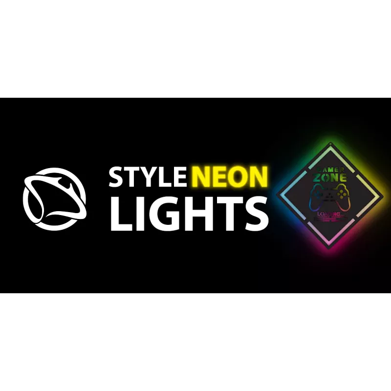 Placa LED Neon MANTA MASNL132RGB Style Neon Lights GAMER ZONE, decoração de parede com iluminação RGB
