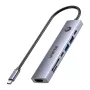 Hub USB-C Unitek H1124AGY01 com 100W PD, HDMI 2.0, 2x USB‑A, 2x USB‑C, leitor de cartões SD/microSD — alumínio