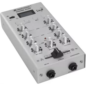 Mini-misturadora Omnitronic GNOME-202P, misturadora compacta de 2 canais com EQ de 3 bandas