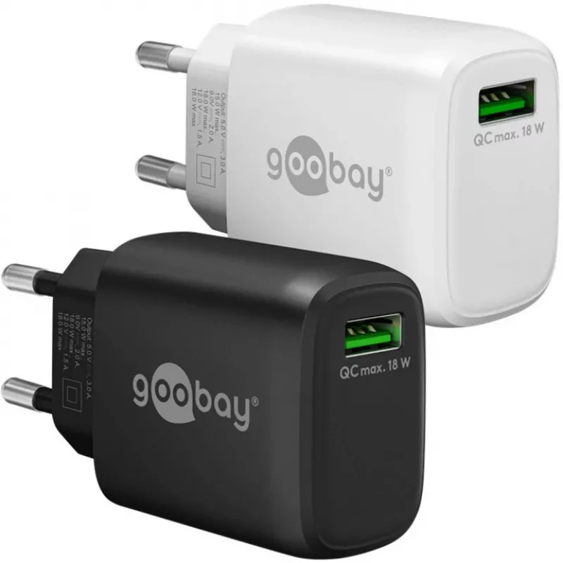 Carregador rápido USB-A QC (18 W) (preto)