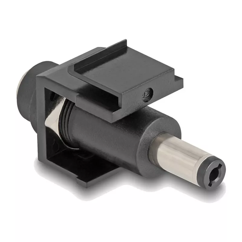 Módulo Keystone DeLOCK DC 5,5 x 2,5 mm conector fêmea para DC 5,5 x 2,1 mm conector macho preto