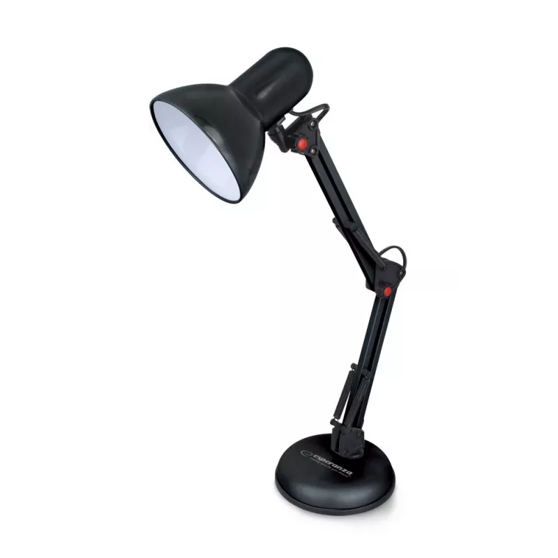 Candeeiro de mesa ESPERANZA AVIOR E27 12W LED, preto, altura ajustável, braço flexível, casquilho E27