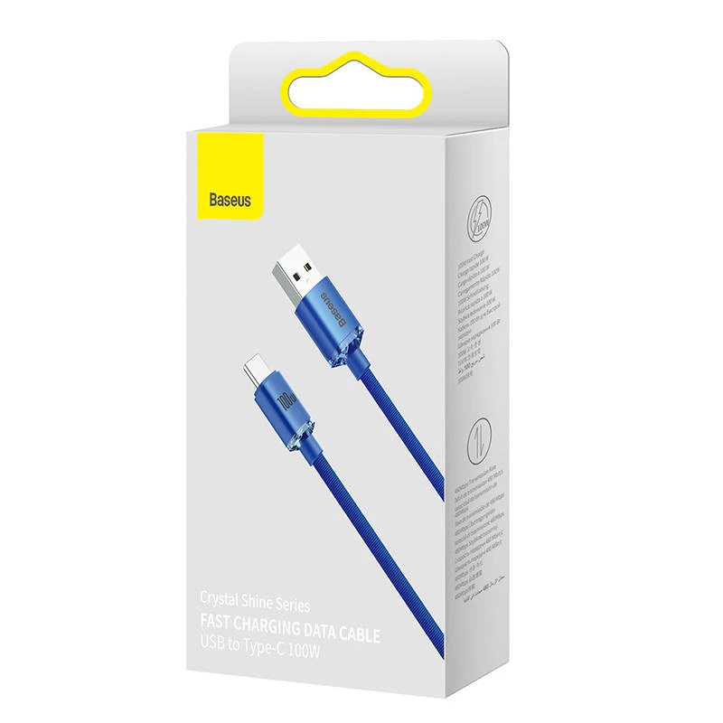 Cabo Baseus Crystal Shine USB para USB-C, 100W, 2m (azul)