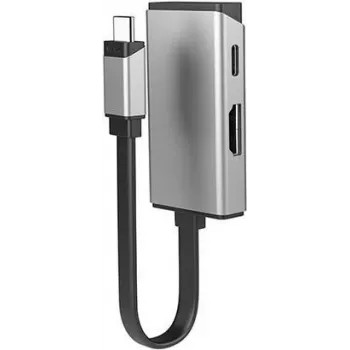 Adaptador de vídeo ALOGIC MagForce DUO Charge - 24 pin USB-C macho para HDMI, USB-C (apenas energia) fêmea - 13,5 cm - Cinzento sideral - Suporte 4K 60 Hz