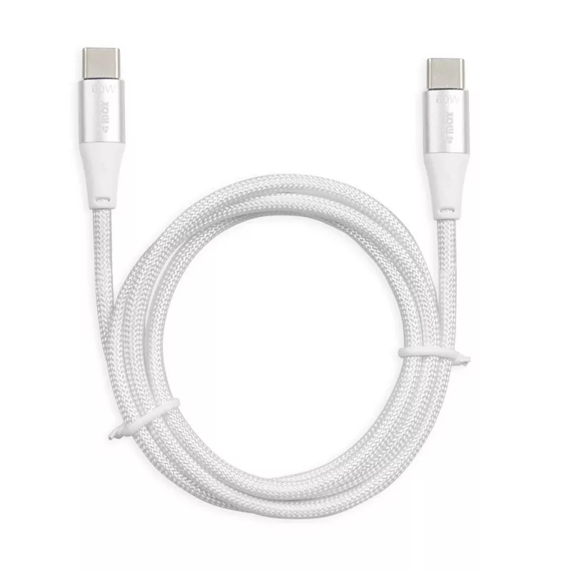 Cabo USB-C para USB-C IBOX IKUTC2W 2 m, USB 2.0, 3 A, branco, revestimento têxtil