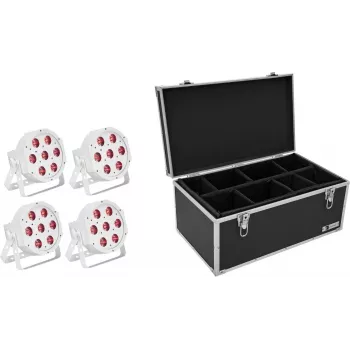 Foco LED de chão EUROLITE SLS-7 HCL branco 4x – projetores de palco/chão brancos reguláveis, 4 LEDs