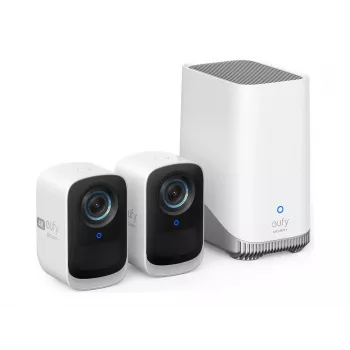 Eufy Security S300 EufyCam 3C conjunto de 2 câmaras câmara de vigilância exterior sem fios, câmara 4K, armazenamento local expansível até 16 TB, IA de reconhecimento facial