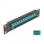 Patch panel de fibra ótica DeLOCK 10 polegadas 12 portas SC simplex aqua 1U preto