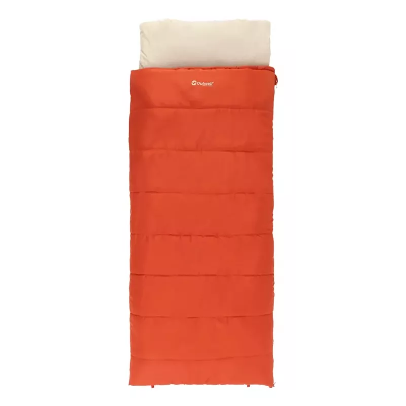 Saco de dormir Outwell Contour Lux retangular para adultos, poliéster, 2200×850 mm, altura máx. do utilizador 190 cm, vermelho