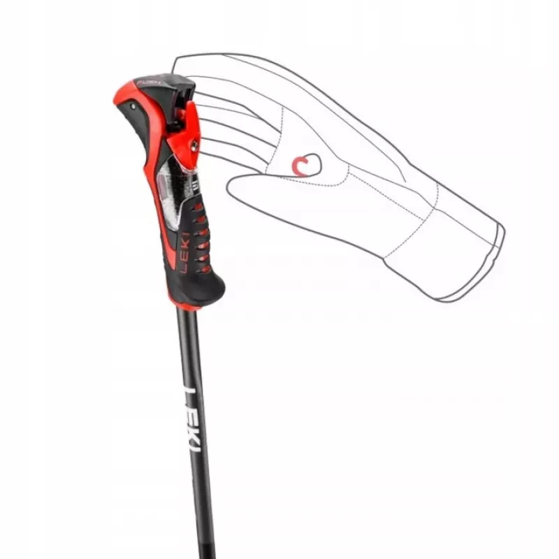 Bastões de esqui Leki 3D AIRFOIL preto/vermelho 120 cm