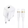 Carregador de parede USAMS T36 Mini USB-C, 20 W, PD 3.0, com cabo USB-C para Lightning de 1 m