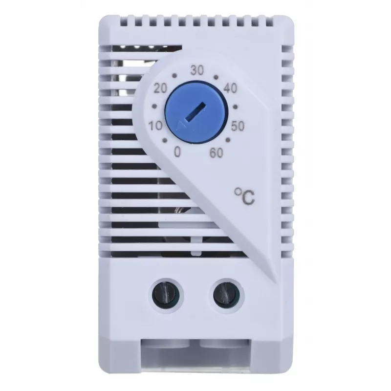 Termóstato Alantec KTS, botão rotativo, IP20, caixa em plástico, cinzento, -45–70°C, 60×33×43 mm