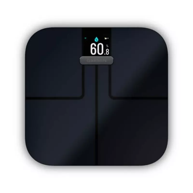 Balança de pessoa eletrónica GARMIN Index S2 — preta, máx. 181,4 kg, Wi-Fi/Bluetooth, composição corporal