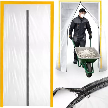 Porta de proteção contra pó para obras XXL, cortina de pó 230x135 reta