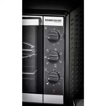 Fogão elétrico Rommelsbacher BG 1550 preto, 30 L, 80–230 °C, 7 modos, espeto rotativo, temporizador de 120 minutos