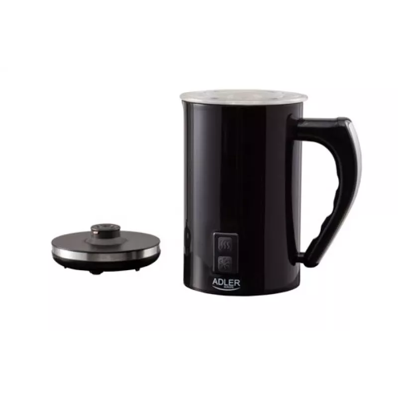 Espumador/aquecedor de leite automático Adler AD 4478 — recipiente em aço inoxidável, capacidade 240 ml, 500 W, quente e frio