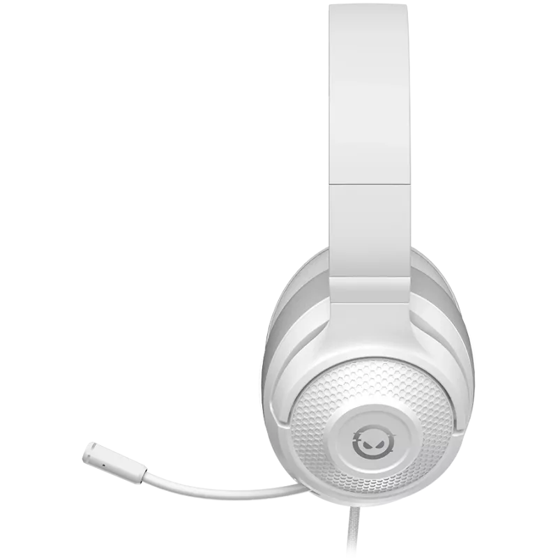 LORGAR Noah 101, headset gaming com microfone, ligação jack 3,5 mm, comprimento do cabo 2 m, design dobrável, almofadas de couro ecológico PU, tamanho: 185*195*80 mm, 0,245 kg, branco
