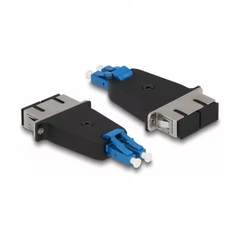 Acoplador híbrido de fibra ótica DeLOCK LC Duplex macho para SC Duplex fêmea azul