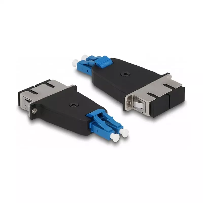 Acoplador híbrido de fibra ótica DeLOCK LC Duplex macho para SC Duplex fêmea azul