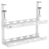 Organizador de cabos para secretária MACLEAN MC-104 W, bandeja de aço de 2 níveis, branco, carga máx. 5 kg, para espessuras de secretária 0,5–5 cm