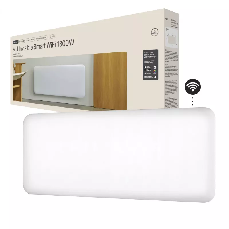 Aquecedor inteligente WiFi Mill Invisible PA1300WIFI4 1300 W para espaços até 19 m² branco IPX4