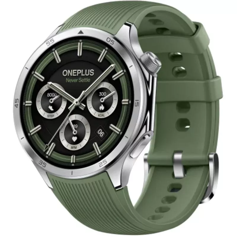 OnePlus Watch 3 Emerald Titanium smartwatch, 46 mm, AMOLED de 1,5 polegadas, GPS, bracelete de borracha verde
